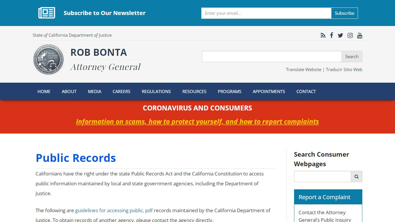 Public Records | State of California - Attorney General of California
